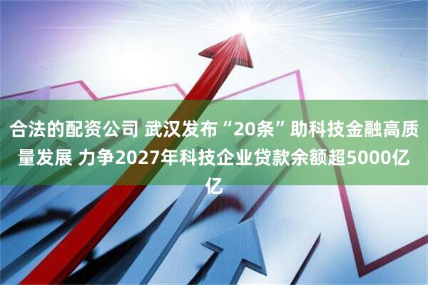 合法的配资公司 武汉发布“20条”助科技金融高质量发展 力争2027年科技企业贷款余额超5000亿